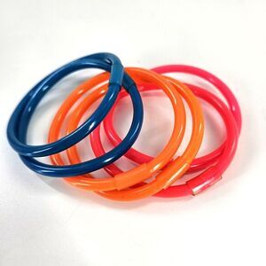 Lot of 6 Vintage 1980s Chunky Thick Plastic Jelly Bracelets Bendy Rave Retro Kid